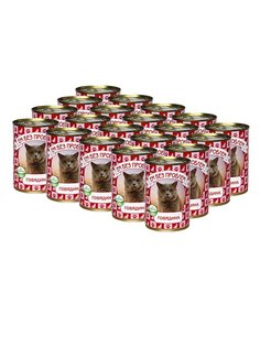 Влажный корм для кошек Ем Без Проблем, говядина, 20 шт., 410 г