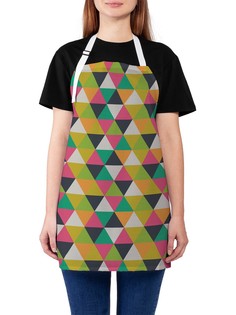 Фартук женский для готовки "Цветные треугольники ретро", универсальный размер Joy Arty