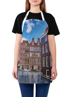 Фартук женский для готовки "Старые здания в Амстердаме", универсальный размер Joy Arty