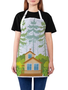 Фартук женский JoyArty для готовки "Дом в лесу", универсальный размер
