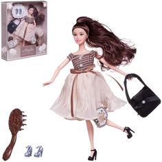 Кукла ABtoys Современный шикв платье с плиссированной юбкой, сумка 30 см PT-01615