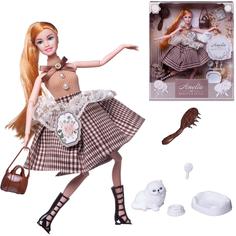Кукла ABtoys Современный шик в платье с юбкой в клетку, 30см PT-01618