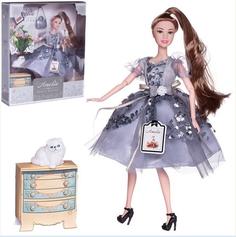 Кукла ABtoys Роскошное серебро с котенком, платье с пайетками, 30 см PT-01631