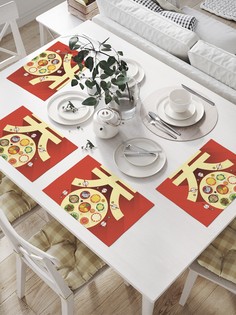 Комплект салфеток JoyArty "Новогодний стол в Японии" для сервировки стола (32х46 см, 4 шт)