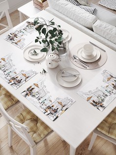 Комплект салфеток JoyArty "Летние столики кафе" для сервировки стола (32х46 см, 4 шт.)