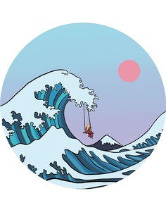 Парео и Пляжный коврик JoyArty "Морские качели", трикотаж 150 см