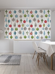 Шторы JoyArty с фотопечатью "Елочные игрушки" из сатена, 290х180 см