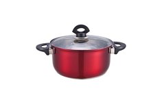 Кастрюля из нерж стали с крышкой (стекло) ROSSO-24, ручки - бакелит, касп дно, 6,1 литра Mallony