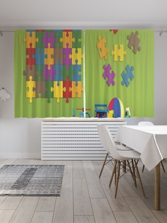 Шторы JoyArty с фотопечатью "Цветная головоломка" из сатена, 290х180 см