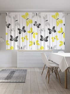 Шторы JoyArty с фотопечатью "Бабочки гранж" из сатена, 290х180 см