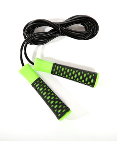 Скакалка BASEFIT RP-103 PVC, 3,05 м, с нескользящей ручкой, черный/зеленый
