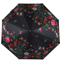 Зонт складной женский полуавтоматический Flioraj 100120 FJ черный