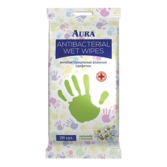 Влажные салфетки AURA с антибактериальным эффектом ромашка 20 шт
