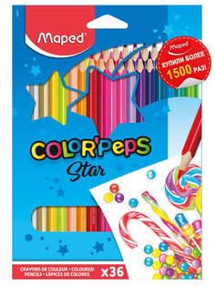Карандаши цветные COLORPEPS, треугольн,36цв. картон. MAPED