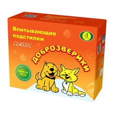 Пеленки для кошек и собак одноразовые Доброзверики Classic 90 x 60 см, 30 шт