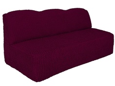 Чехол на трехместный диван без подлокотников и оборки Venera, бордовый