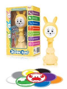 Музыкальная развивающая и обучающая игрушка-погремушка BertToys Умный Зайчик Няня желтый