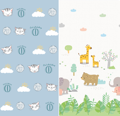 Детский коврик складной MIKMEL развивающий игровой Котики/Зоопарк 180х200х1см MCH-FM-17