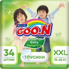 Подгузники-трусики GOO.N Cheerful Baby XXL (15-25 кг), 34 шт. Goon