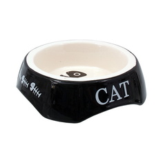 Одинарная миска для кошек Magic Cat, керамика, черный, 0.15 л