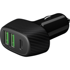 Автомобильное зарядное устройство Deppa 2xUSB A + USB Type-C QC 3.0, черное (11296)