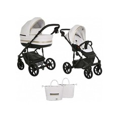 PITUSO Коляска 2 в1 Luna короб+прогулка Кожа/White/Gold