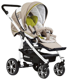 Gesslein Коляска F4 Air+ 2 в1 короб + прогулка, накидка на ножки, бежевый/вкладыш зеленый