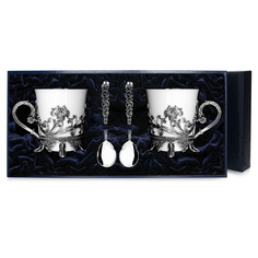 Набор чашек чайных "Цветочная"+ ложки (4 предмета) АргентА