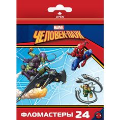 Фломастеры. 24 цвета. HATBER VK. Marvel - Человек паук. В картонной коробке с европодвесом