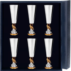 Набор рюмок "Золотая рыбка" с позолотой (6 предметов) АргентА