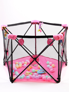 Игровой манеж Nuobi пятиугольный, розовый / черный B-MAS-5P