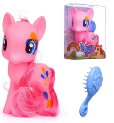 Пони с расческой 11,5*7 см, РОЗОВАЯ, в прозрачной коробочке Junfa Toys