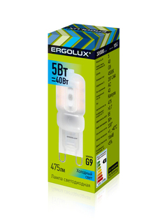 Лампочка Ergolux G9 5W 207-240V 4500K 475Lm LED-G9-5W-G9-4K 14349