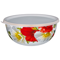 Agness 950-468 МИСКА AGNESS ЭМАЛИРОВАННАЯ С ПЛАСТИКОВОЙ КРЫШКОЙ