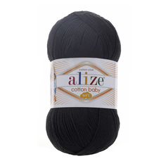 Пряжа ALIZE COTTON BABY SOFT  100г, 270м (Xлопок, Aкрил) (60 чёрный), 5 мотков