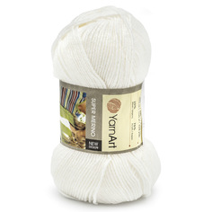 Пряжа YarnArt Super Merino 100г, 300м (25% шерсть, 75% акрил) (208 белый), 5 мотков