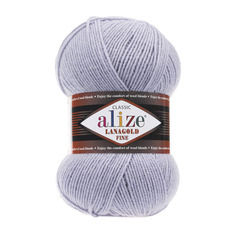 Пряжа ALIZE Lanagold fine 100 г, 390м (шерсть, акрил) (200 светло-серый), 5 мотков