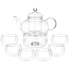 Agness 250-149 ЧАЙНЫЙ НАБОР НА 6 ПЕРСОН DOUBLE-WALL 7ПР.: ЧАЙНИК+ 6 ЧАШЕК