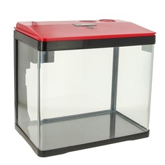 Prime аквариум с LED светильником, фильтром и кормушкой, красно-черный 15 л P.R.I.M.E.