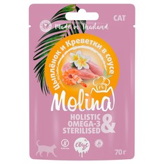Влажный корм для кошек Molina креветки, цыпленок, 70г