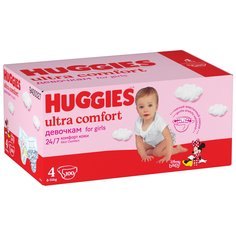 Подгузники Huggies Ultra Comfort Box для девочек р 4 (8-14 кг) 100 шт