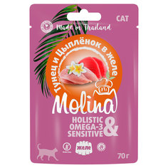 Влажный корм для кошек Molina, тунец, цыпленок, 70г