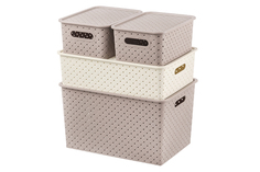 Набор 4 корзинок с крышками 3 л 3 л 7,5 л 14 л "Береста" мокка слоновая кость El Casa