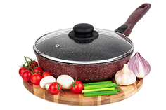 Сковорода глубокая 24 см Elan Gallery ГАРМОНИЯ ВКУСА Рубиновый дуэт D24, со съёмной ручкой