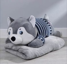 Подушка-игрушка Хаски Серый No Brand