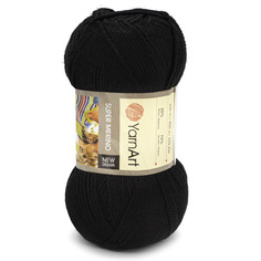 Пряжа YarnArt Super Merino 100г, 300м (25% шерсть, 75% акрил) (217 чёрный), 5 мотков