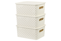 Корзинка с крышкой 3 л 23,5х17,3х10,5 см "Береста" слоновая кость (3 шт.) El Casa