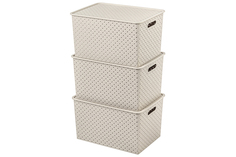 Корзинка с крышкой 14 л 35х24,5х20,5 см "Береста" латте (модель 5231/20) (3 шт.) El Casa