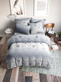 Постельное белье "Ночь нежна" из бязи, Звездочки сер, 2.0 евро простыня наволочки 50х70