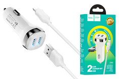 Зарядное устройство Hoco Z40 Superior dual port car charger set белое